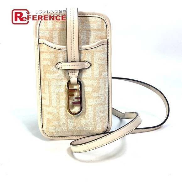Fendi Crossbody Viscose Zucca Leather Case Pouch Beige Orlock Phone - Picture 1 of 9